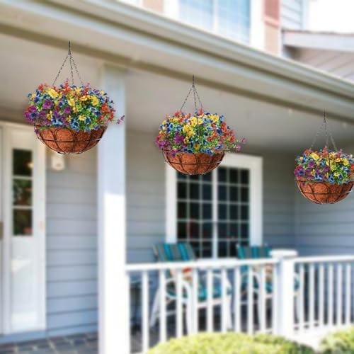 Artificial Flowers for Outdoor, 12 Bundle UV Resistant Yellow+purple+blue+red gallery