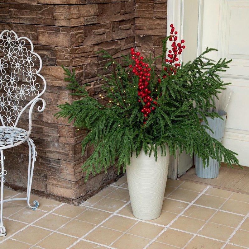 Tasruwat 10 Pcs 36 Inch Artificial Norfolk Pine Stems Faux Christmas Greenery gallery