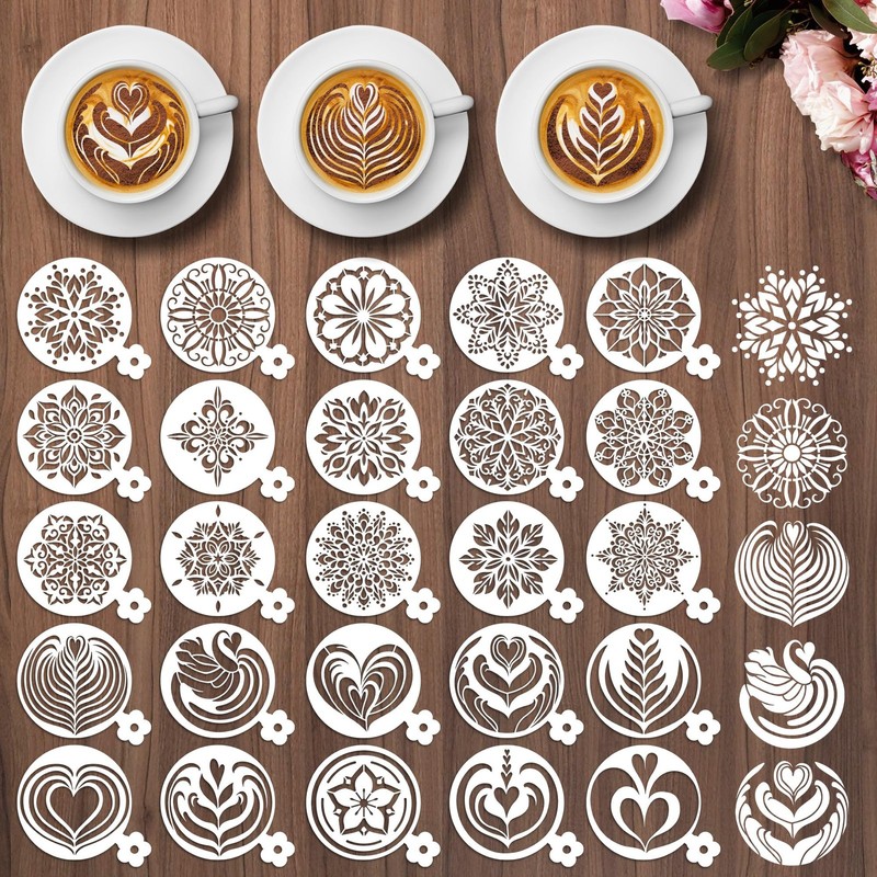 Mandala Cookie Coffee Stencils 25 Pcs Reusable Latte Art Bread Template