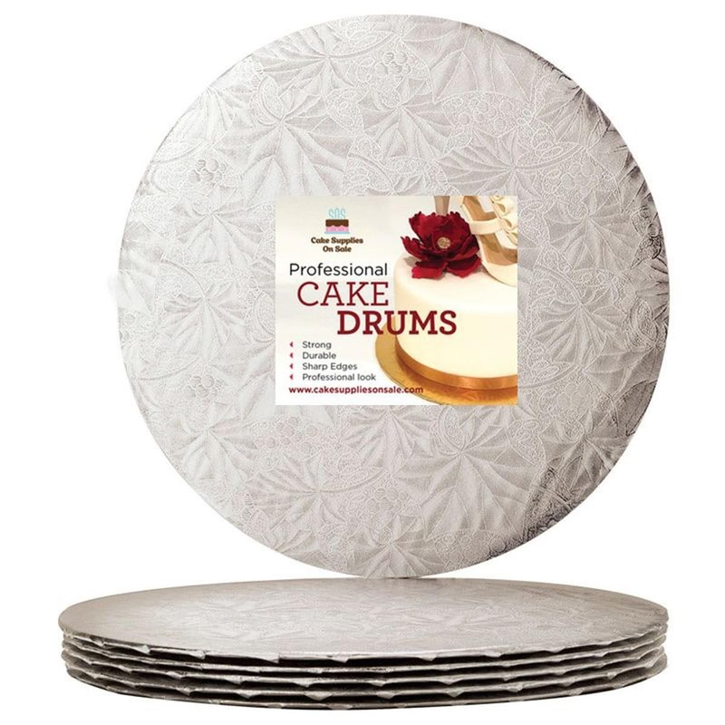 12 PCS 14 Inch Silver Round Thin Sturdy Cake Board Drums 1/4 Inch Thick Base