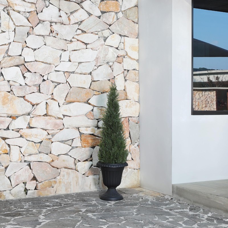 Laiwot 4Ft Artificial Cedar Topiary Trees For Outdoors Potted Fake Cypress Tree gallery