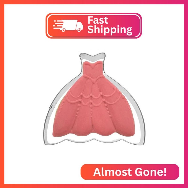 Large Size Dress Shaped Cookie Cutter, Stainless Steel Strapless Princess Party