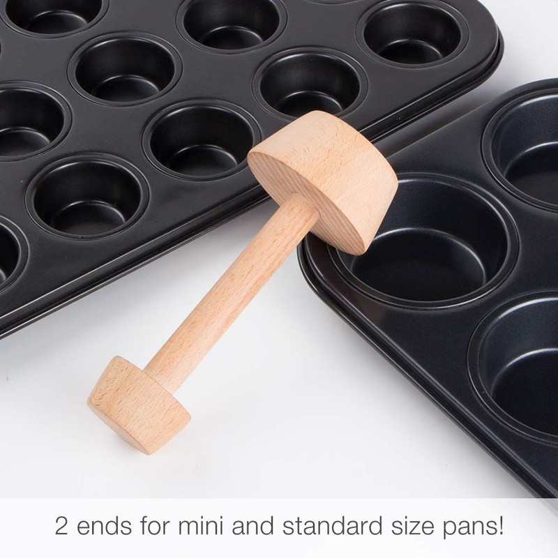 Wood Rolling Pin and Tart Tamper Set 12 Inch Dough Roller Pie Shell Cookie gallery