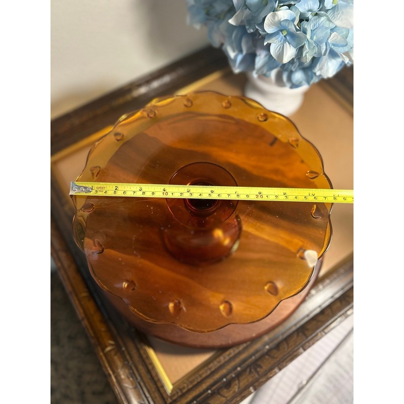 Amber Glass Teardrop Pedestal Cake Stand gallery