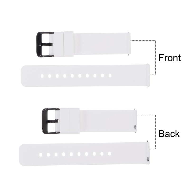 24mm Silicone Watch Band with Black Buckle and Quick Release White gallery