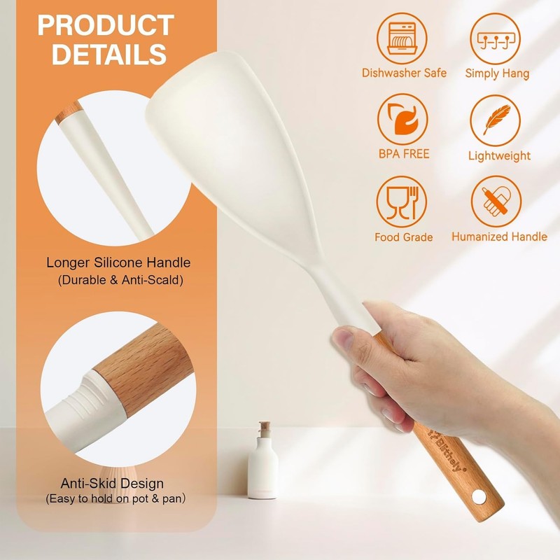Silicone Cooking Spoon and Pasta Fork Set, 2 Pa Lar Spatula Spoons Set gallery