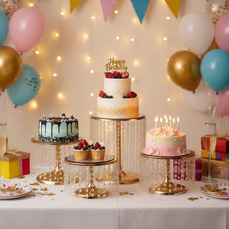 Gold Metal Cake Stand for Set of 3, 12in Round Wedding Cupcake Holder for Tab... gallery