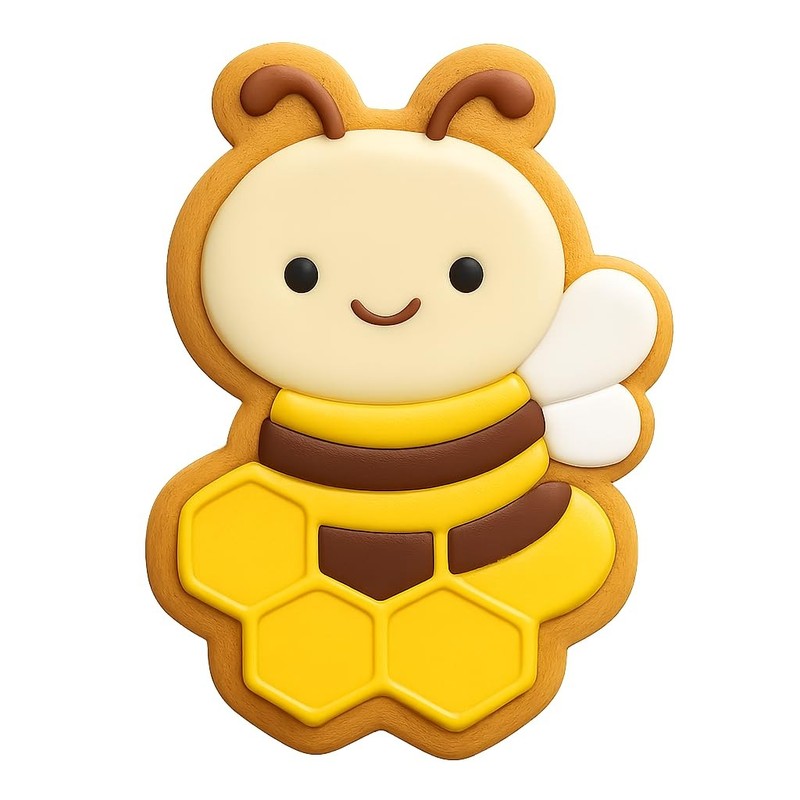 Chibi Honey Bee on Honeycomb Cookie Cutter & Stamp – 4×2.7