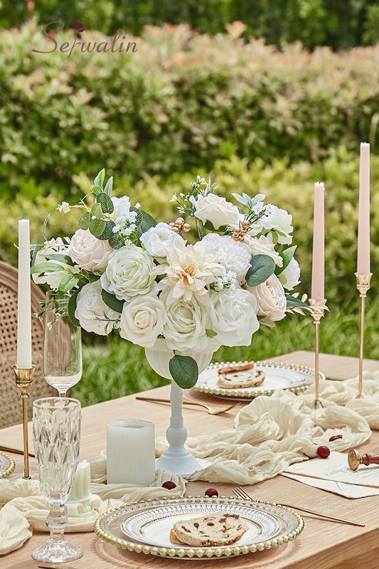 Serwalin Artificial Flowers Baby Shower Home Wedding Decor Bouquets gallery