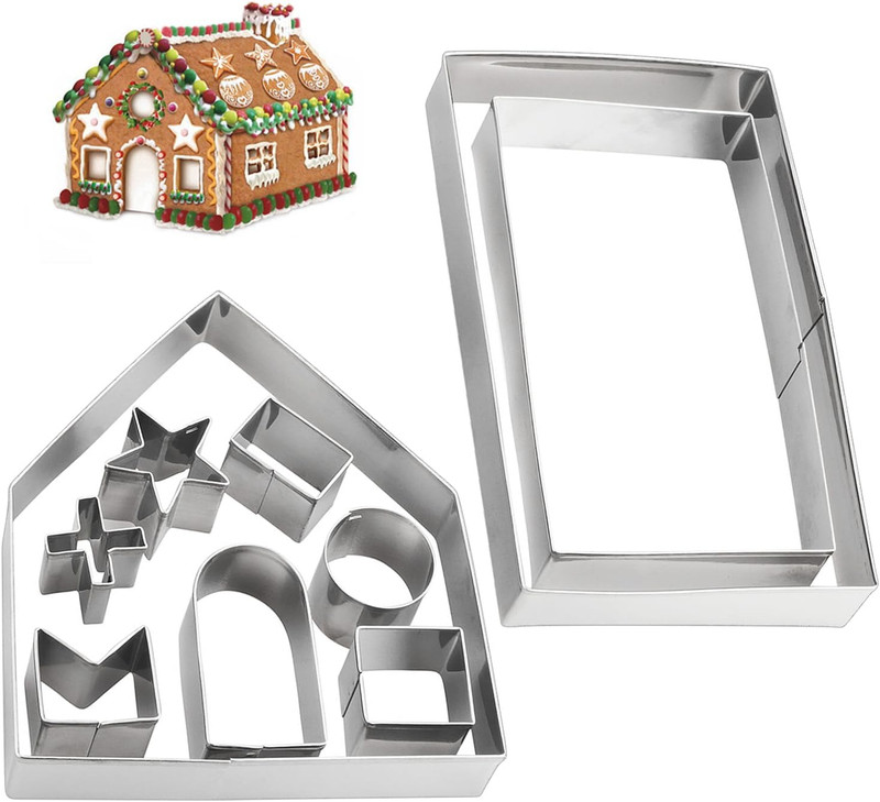 Gingerbread House Cookie Cutter Set - 3D Christmas Cookie Cutters - 10Pcs Ginger gallery