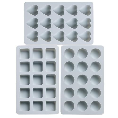 3 Pieces Candy and Chocolate Silicone Molds Set Non-stick Including Heart, Blue gallery
