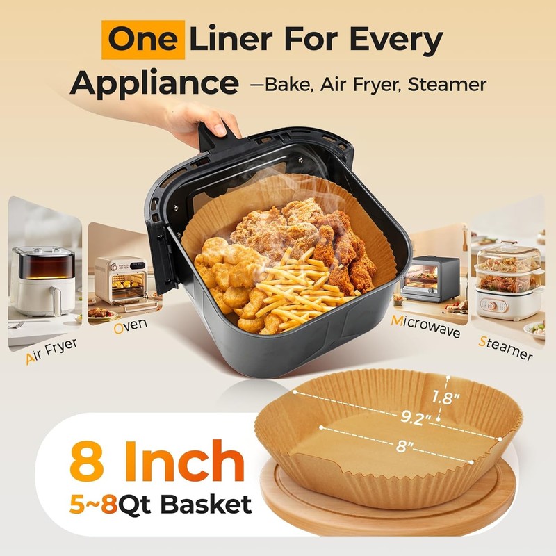 400 Pcs Air Fryer Liners Disposable, 8" Square Heavy-Duty Parchment Paper gallery