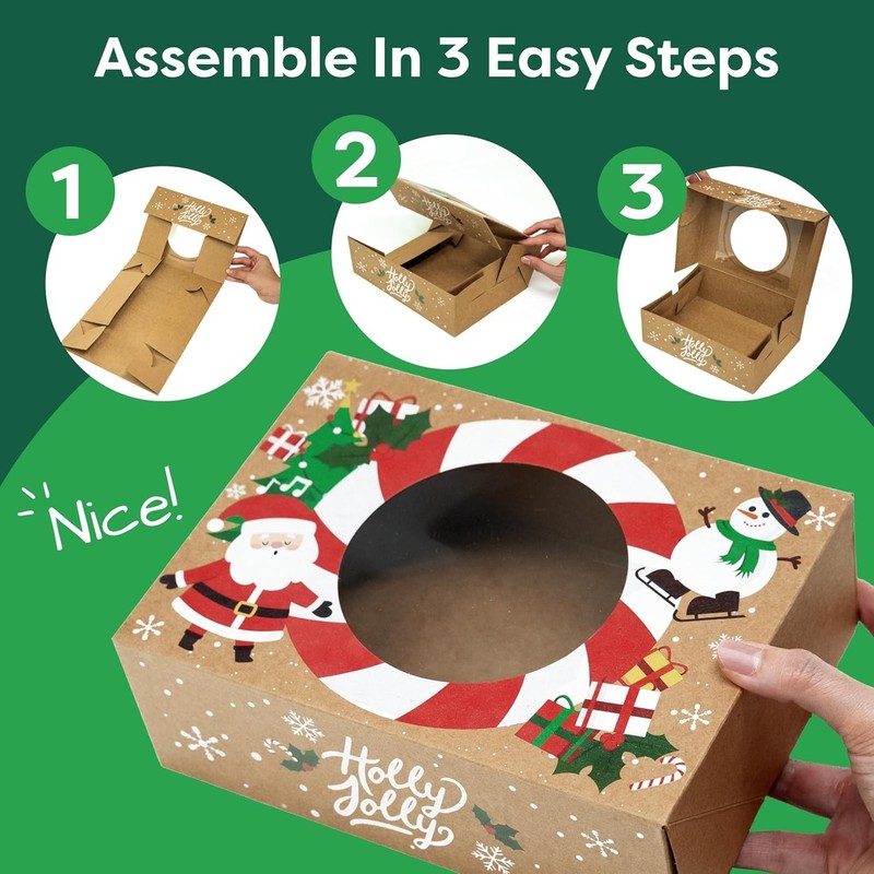 Christmas Cookie Boxes for Gift Giving - 12 Kraft Christmas Cookie Tins gallery