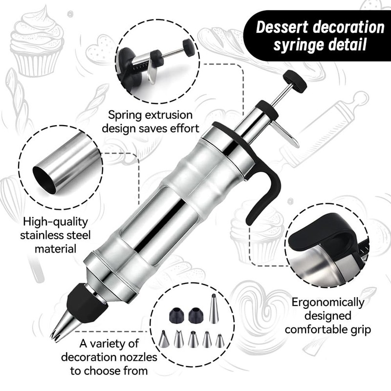 Dessert Decorating Syringe Set with 8 Silicone Cupcake Liners,Frosting Piping... gallery