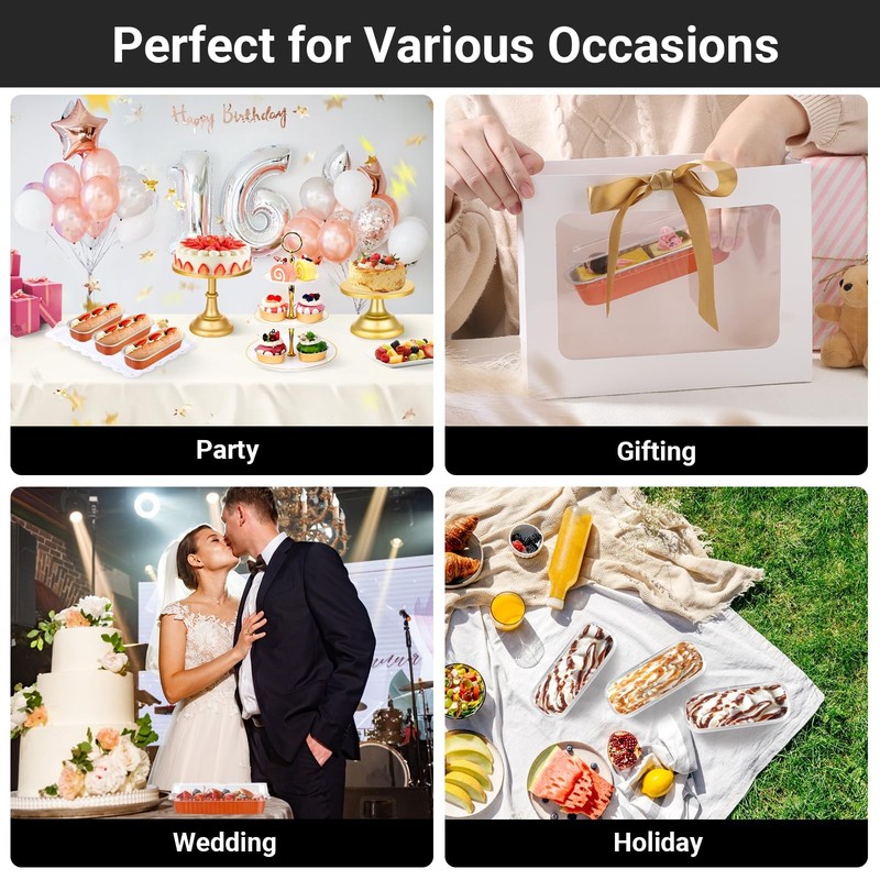 Dessert Cups with Lids, 100pcs 6.8oz Rectangle Cupcake Cups Aluminum Foil Ram... gallery