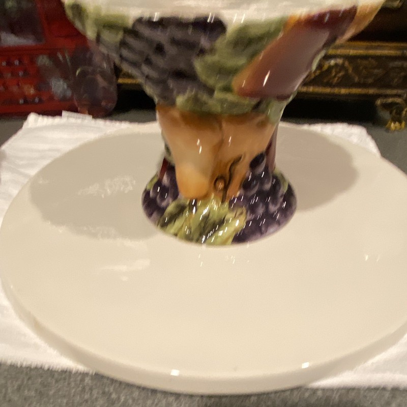VTG BH&G HOME INTERIORS SONOMA VILLA HANDPAINTED EARTHENWARE CAKE STAND & DOME gallery