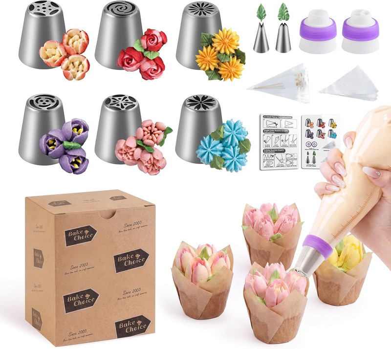 46 Pcs Russian Piping Tips Set, Upgraded Piping Bags and Tips Set gallery