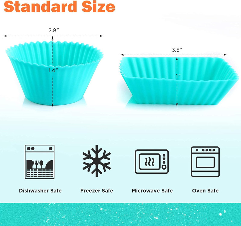 24 Pack Silicone Cupcake Baking Cups Reusable Food-Grade BPA Free Non-Stick Muff gallery