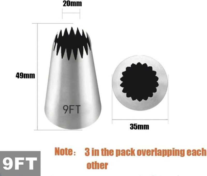 Large Stainless Steel Icing Tips Set - Professional Open Star Design for Baking gallery