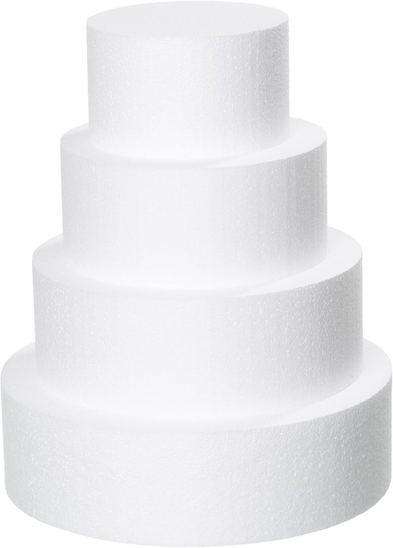4 Tiers 6" 8" 10" 12" Round Styrofoam Cake Dummies Set White Fake wedding cak...
