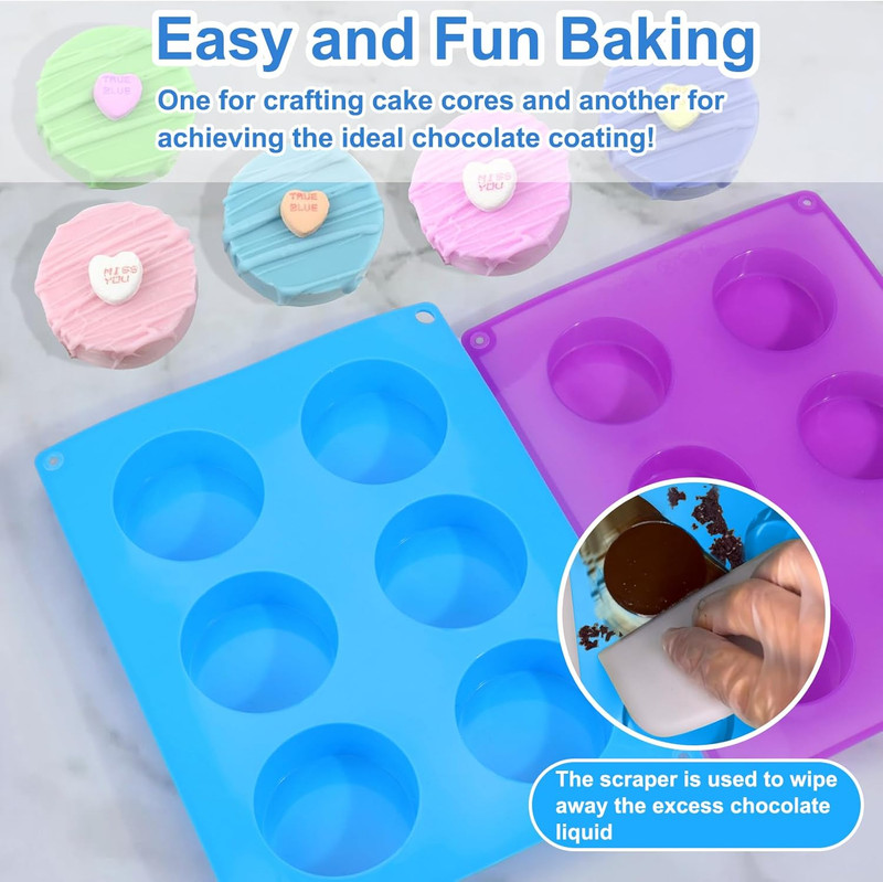 Silicone Cake Puck Mold Set,Chocolate Covered Flat Cake Pop Mold for Cookie Cand gallery