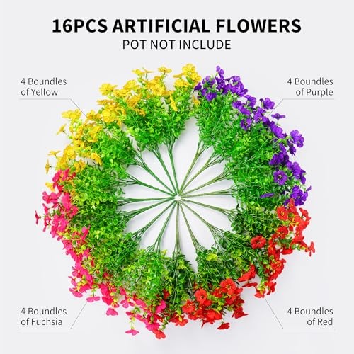 Bundles Artificial Fake Flowers Plants for 16 Mix Red Purple Yellow Fuchsia gallery