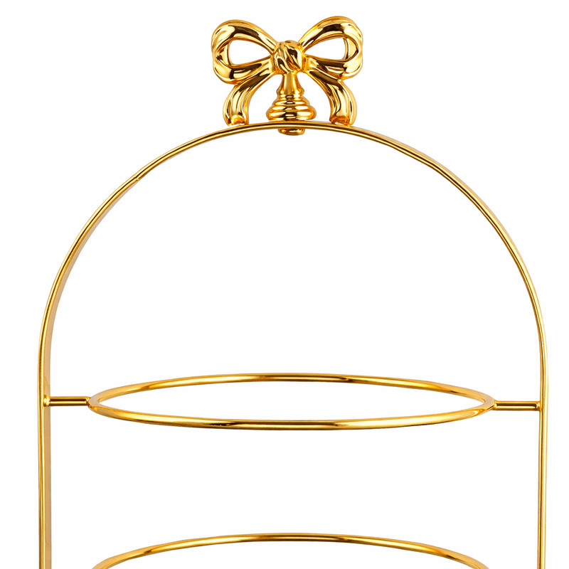 Gold 3 Tier Plate Stand | Bow Arched Display Stand | Handcrafted Metal | gallery