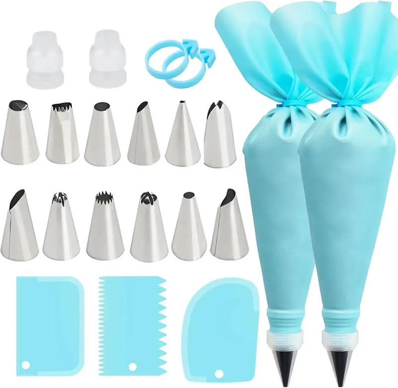 Piping Bags Cake Decorating Tools Reusable Silicone Pastry Bag Stainless Steel N gallery