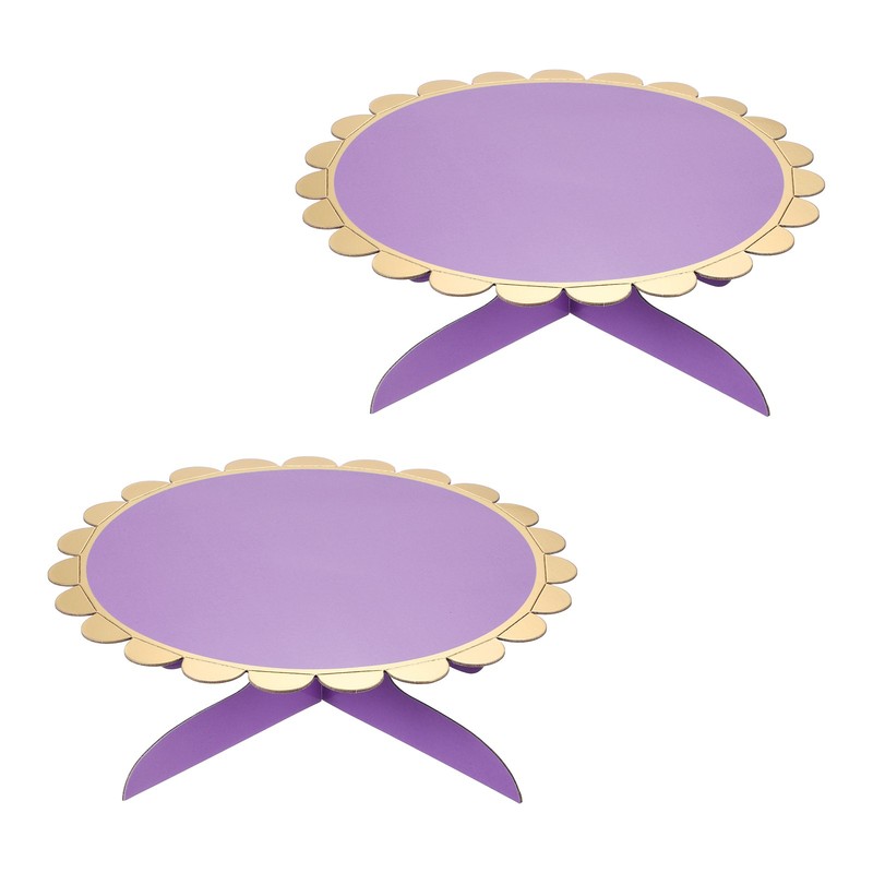 2 Pcs 1-Tier Cardboard Cake Stand Holder, 13 Inch Round Cupcake Stand, Purple