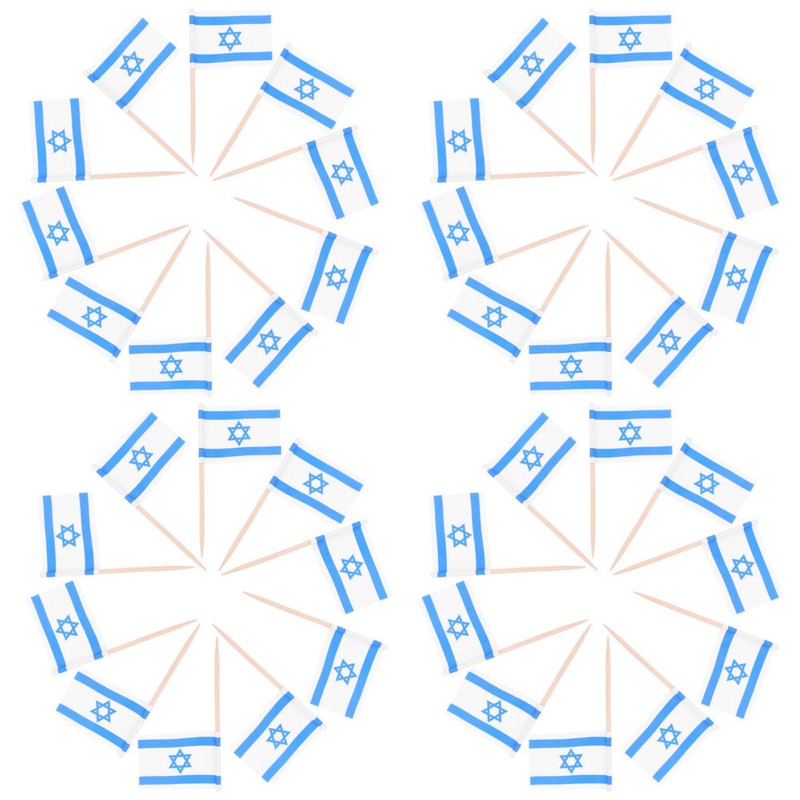100Pcs Israelis Toothpick Flags Cupcake Topper Pizza Fruit Cakes Decor gallery