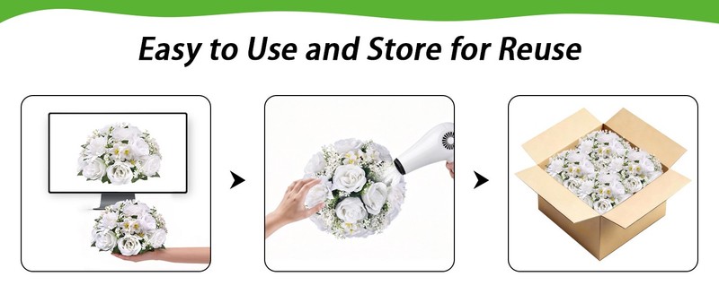 Flower Balls for Centerpieces Tables: 10 PCS 9.5 Inch White Flowers for gallery