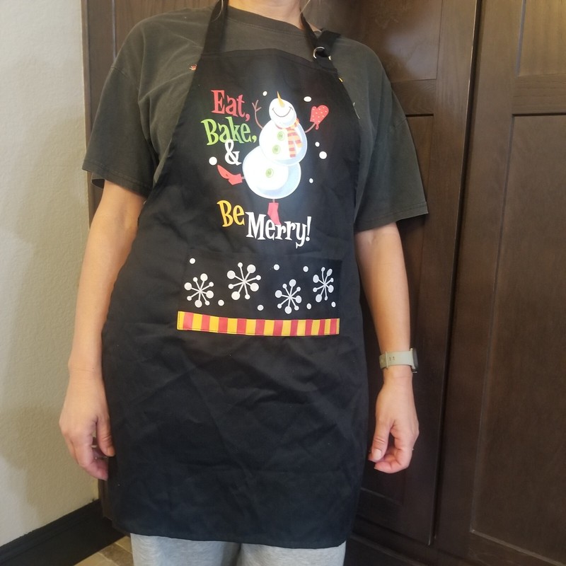 Black Holiday Christmas Snowman Cooking Aprin Pocket Snow Eat Bake Merry Cute gallery