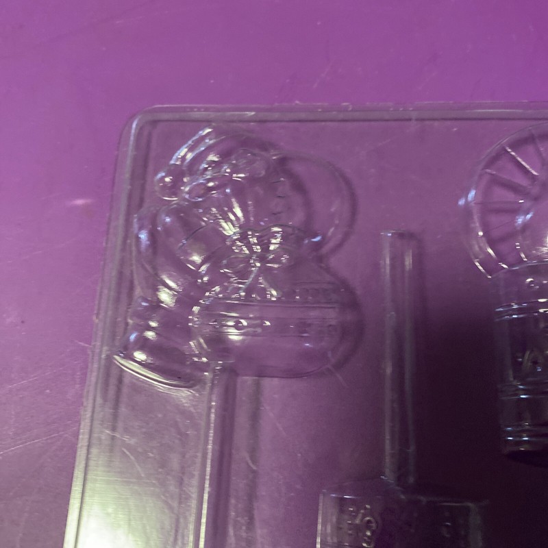Vintage Candy Santa Claus, Snowman Etc Mold Christmas Candy Sucker Lollipop 1983 gallery