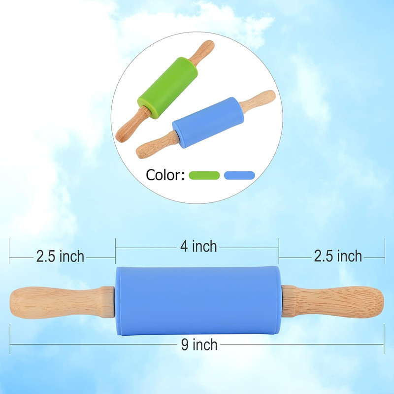 Mini Silicone Rolling Pin for Kids, Non-Stick Surface Wood Handle, 9 Inch 1 Pack gallery