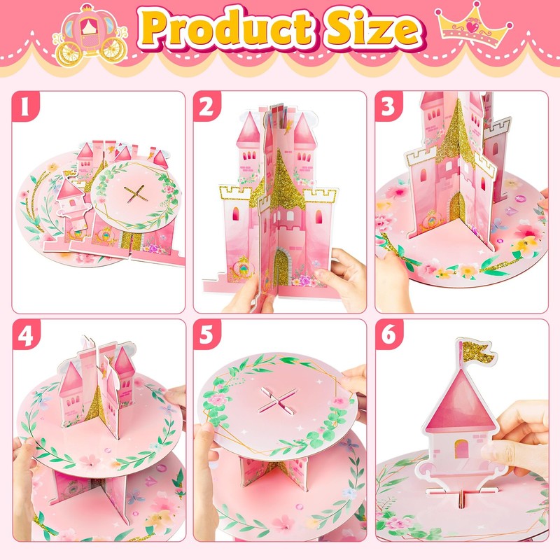 2 Pack Watercolor Princess Cupcake Stand 3 Tiers Princess Birthday Party Card... gallery