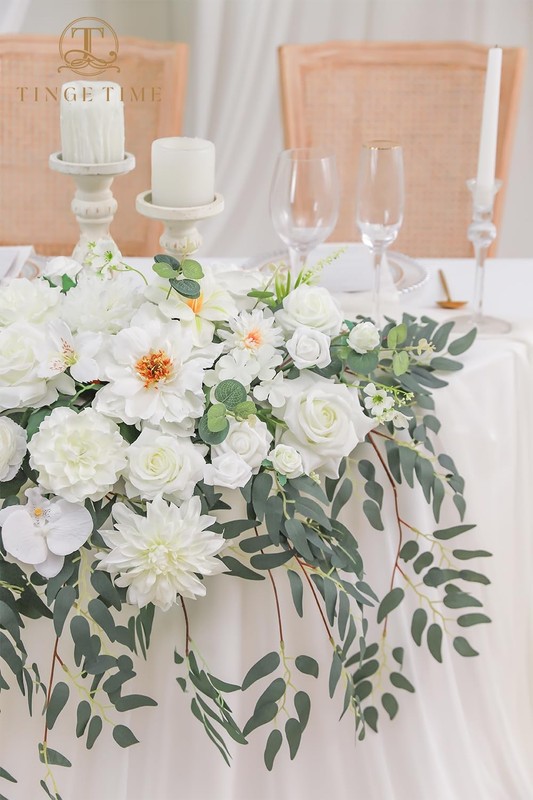 Tinge Time Artificial Sweetheart Flower Swag Table Cloth And Table Runner Pack gallery