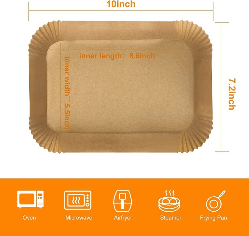 MooManGoo Air Fryer Disposable Liners, 8.6*5.5"Rectangle-300 PCS, Wood gallery