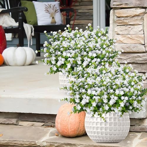 Outdoor Artificial Flowers UV Resistant, 20 Bundles Fake Realistic White gallery
