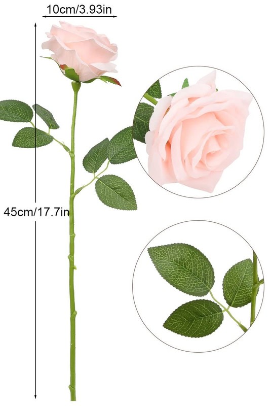 Lvefit Artificial Rose Flower Blush Flowers Pink Roses Silk Flowers 12 Pcs Long gallery