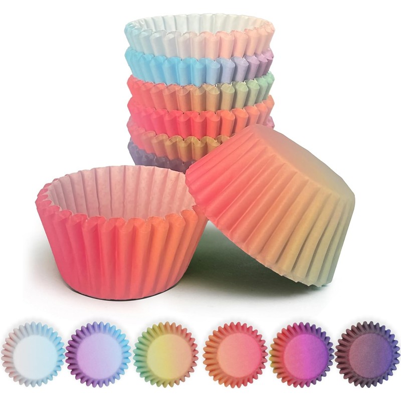 300 PCS Small Mini Cupcake Liners Baking Cups Gradient Food Grade Paper