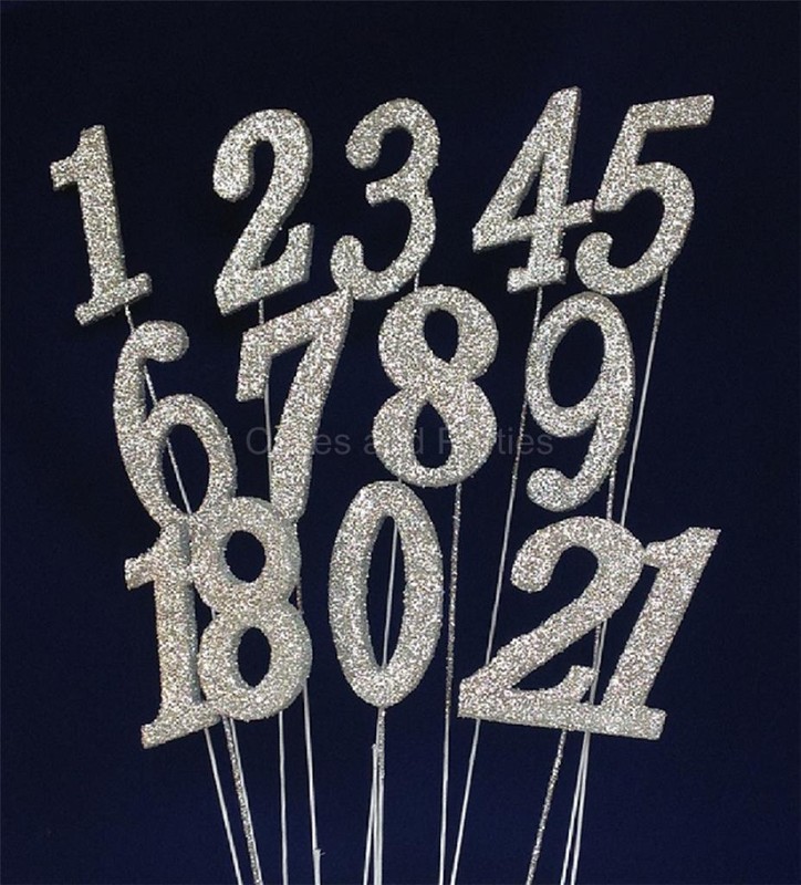 SILVER GLITTER NUMBER '18' ON WIRE - CAKE DECORATION, FLORISTRY - NEW gallery