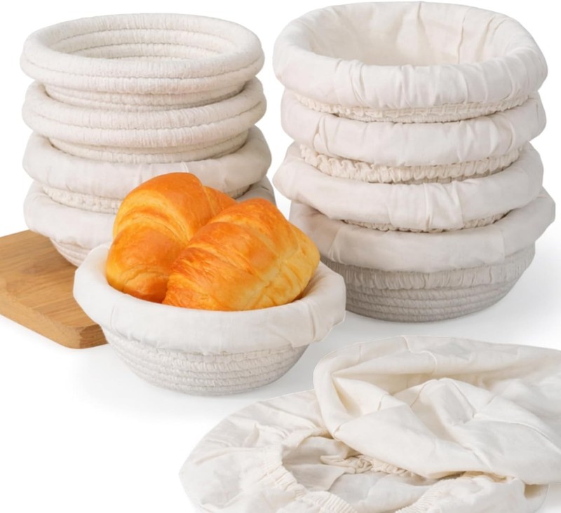 8 Set Cotton Rope Banneton Bread Proofing Basket Round Banneton