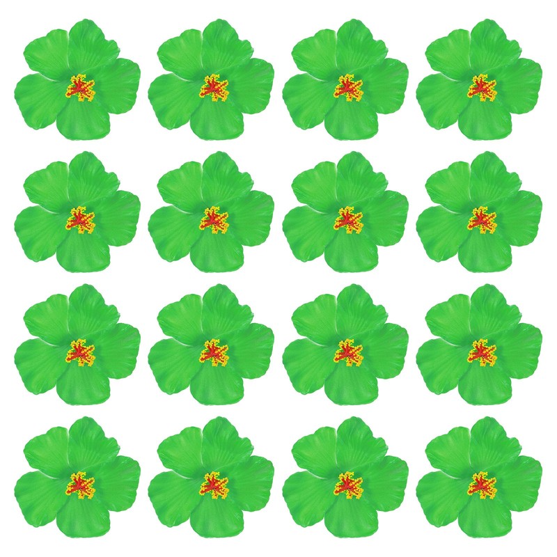 16Pcs Hawaiian Hibiscus Flowers Foam Artificial Flowers Hair Clip Green