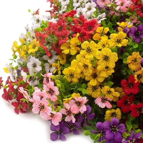 Grunyia 20 Bundles Artificial Flowers for Outdoors, UV Resistant Fake Mix gallery