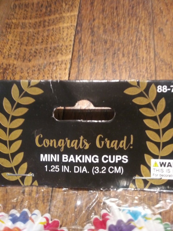 Congrats Grad Graduation Mini Baking Cups Rainbow Caps design 1.25" dia 100 ct gallery