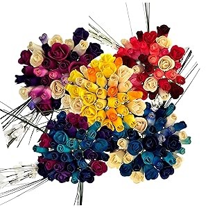 144 Indivi Wooden Roses of Assorted Colors. Reds, Blues, Greens, gallery