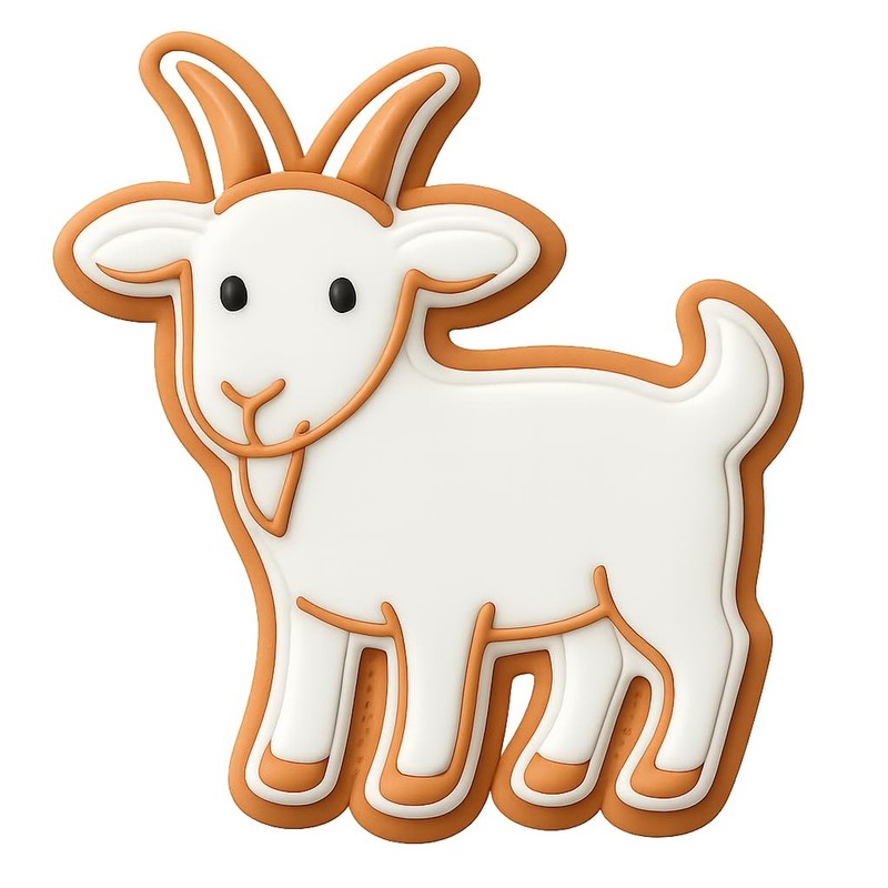 Curious Goat Cookie Cutter & Stamp, Fondant & Clay – 4×3