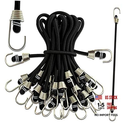 15 Pack Small Bungee Cords with Hooks, 9 Inch Rubber Stretchy Bungee Cords
