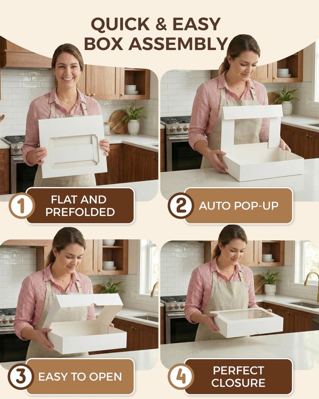20Pcs Cookie Boxes with Window 12X8X2.5 Inch, Large Bakery Boxes, Auto-Popup Tre gallery