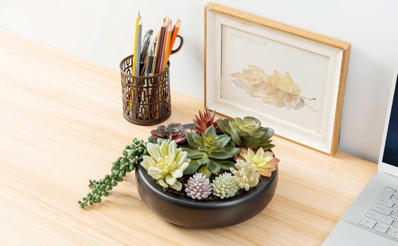 My 8 Inch Round Modern Artificial Succulent Arranment Potted in Gray gallery